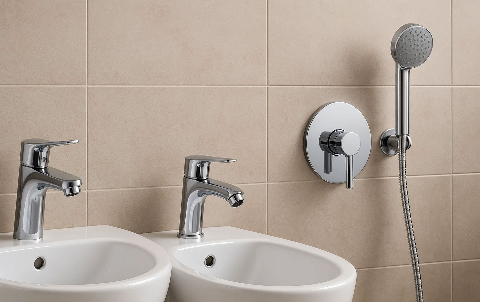 Jacuzzi Rubinetteria Set Miscelatori Lavabo Bidet E Incasso Doccia Con Deviatore - Foto 3