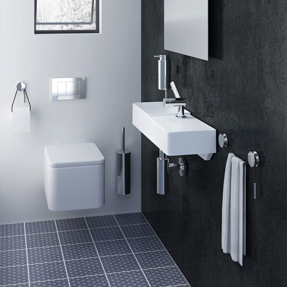 Porta asciugamani a muro in alluminio cromato della collezione 'Diabolo' by Cosmic - Corda nera by CeramicStore | Lo specialista del tuo bagno