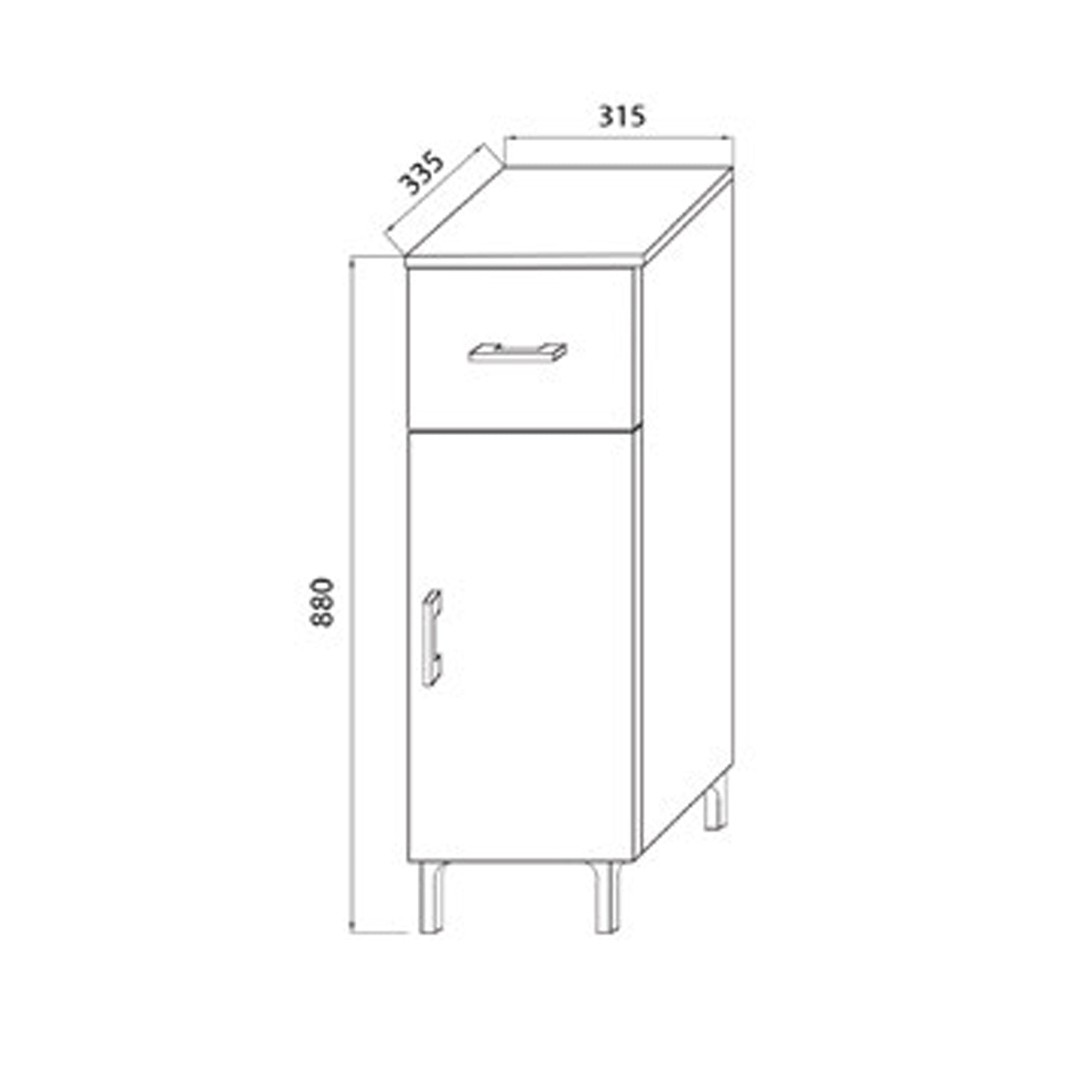 Mobiletto bagno singolo con un'anta e cassetto modello Beach bianco lucido by CeramicStore | Lo specialista del tuo bagno