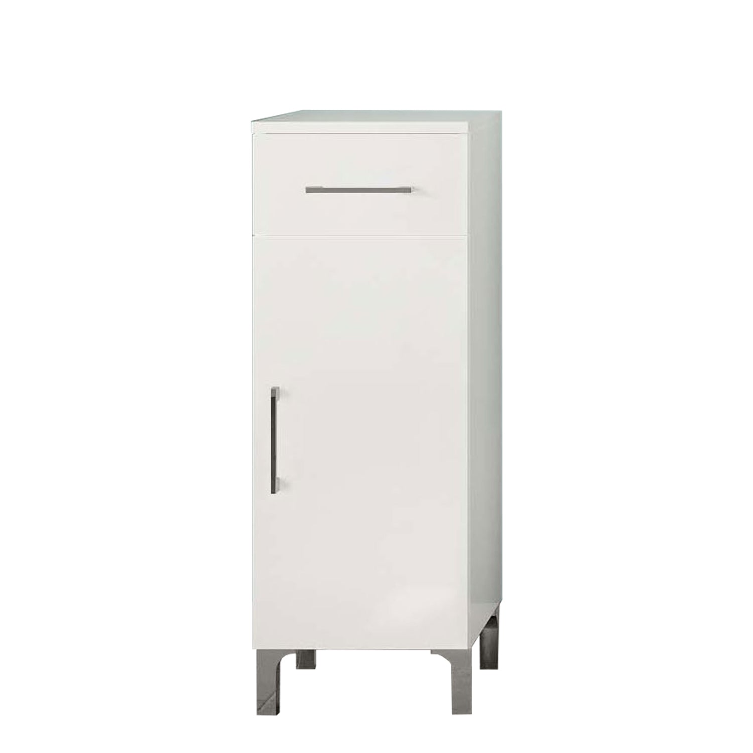 Mobiletto bagno singolo con un'anta e cassetto modello Beach bianco lucido by CeramicStore | Lo specialista del tuo bagno