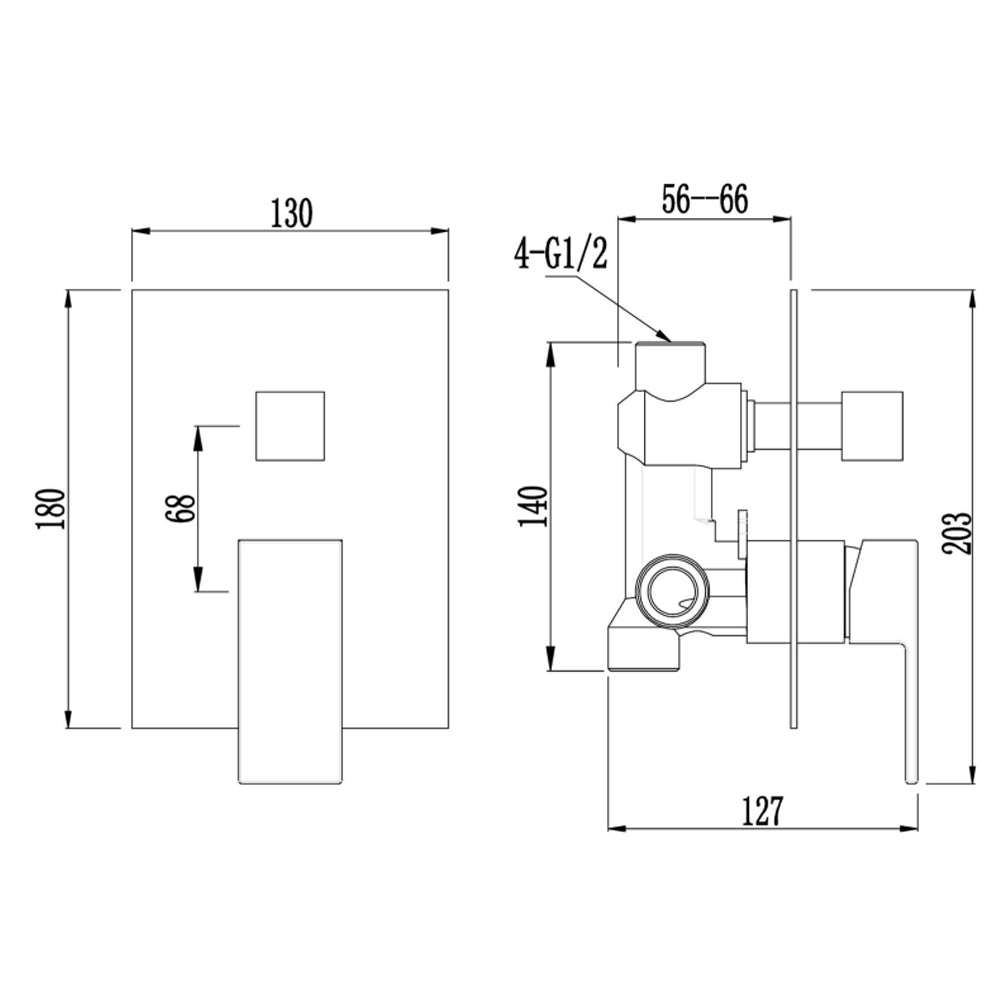 Composizione doccia ARES con soffione ultraslim 300x300 mm, doccetta e miscelatore 2 vie by CeramicStore | Lo specialista del tuo bagno