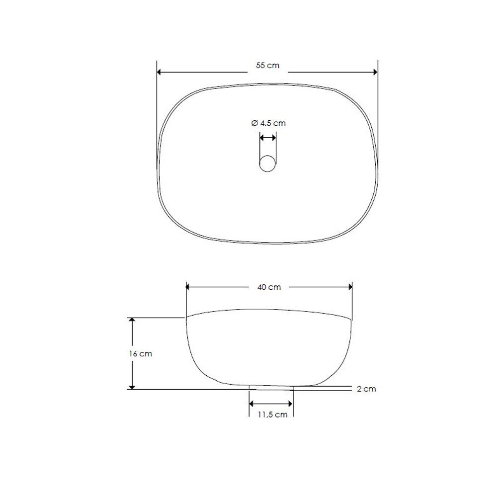 Lavabo da appoggio in resina Blu matt semi-trasparente serie ''Snob2.0'' Cipi 55cm