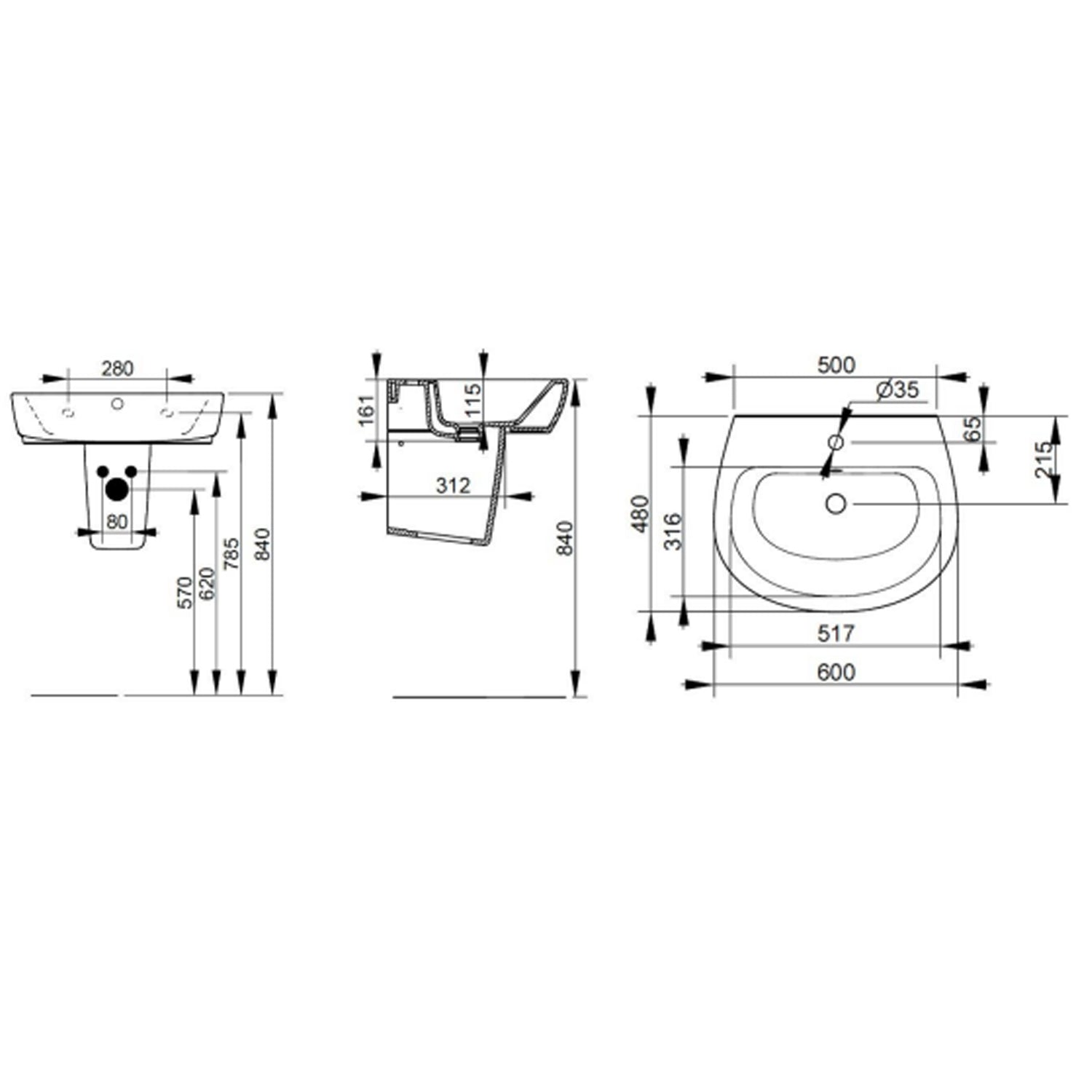 Lavabo sospeso Ceramica Dolomite modello Demy 60x48 cm by CeramicStore | Lo specialista del tuo bagno