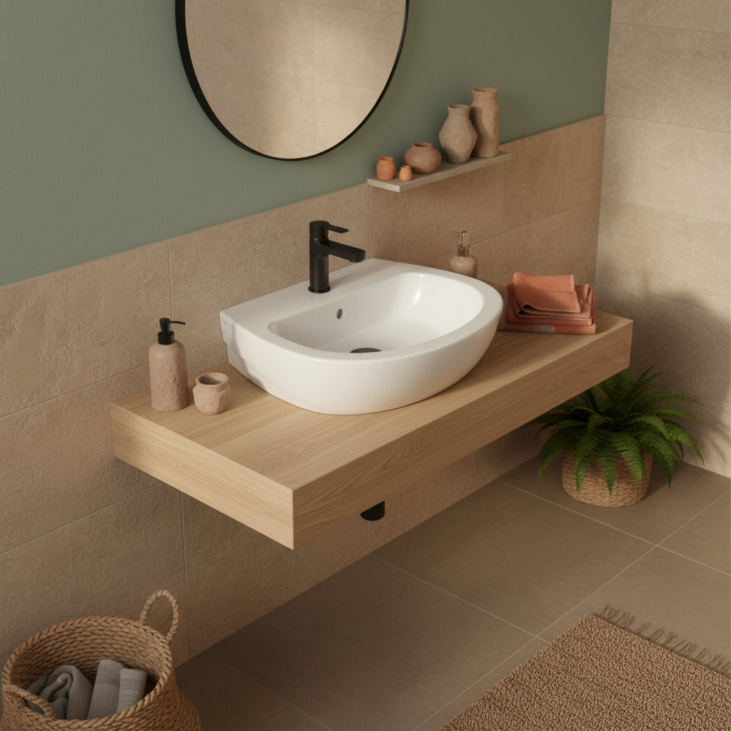 Lavabo da appoggio Ceramica Dolomite modello Demy 55x46 cm
