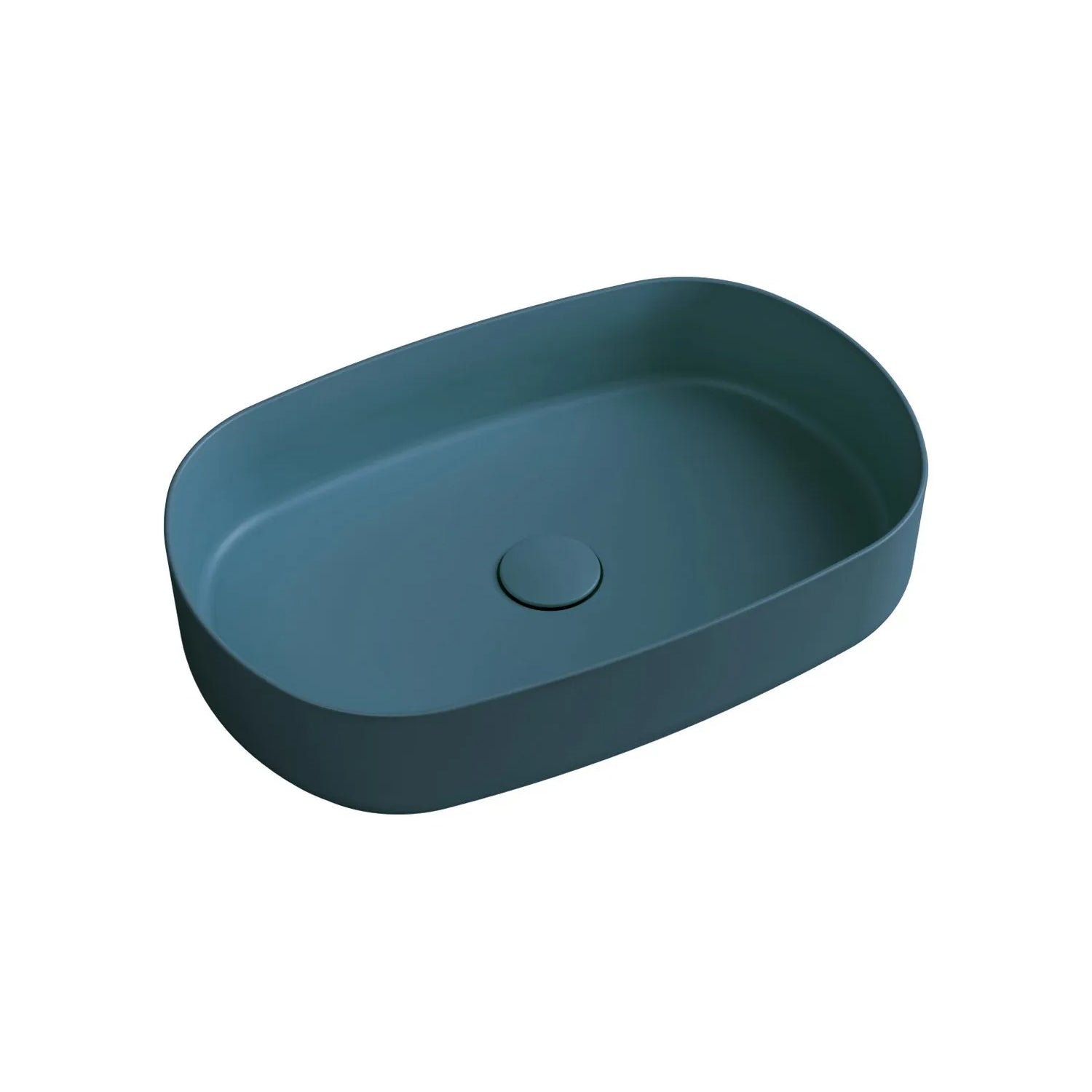 Lavabo d'appoggio ovale senza foro BathCore serie Infinity 55x36 color Verde Petrolio Opaco