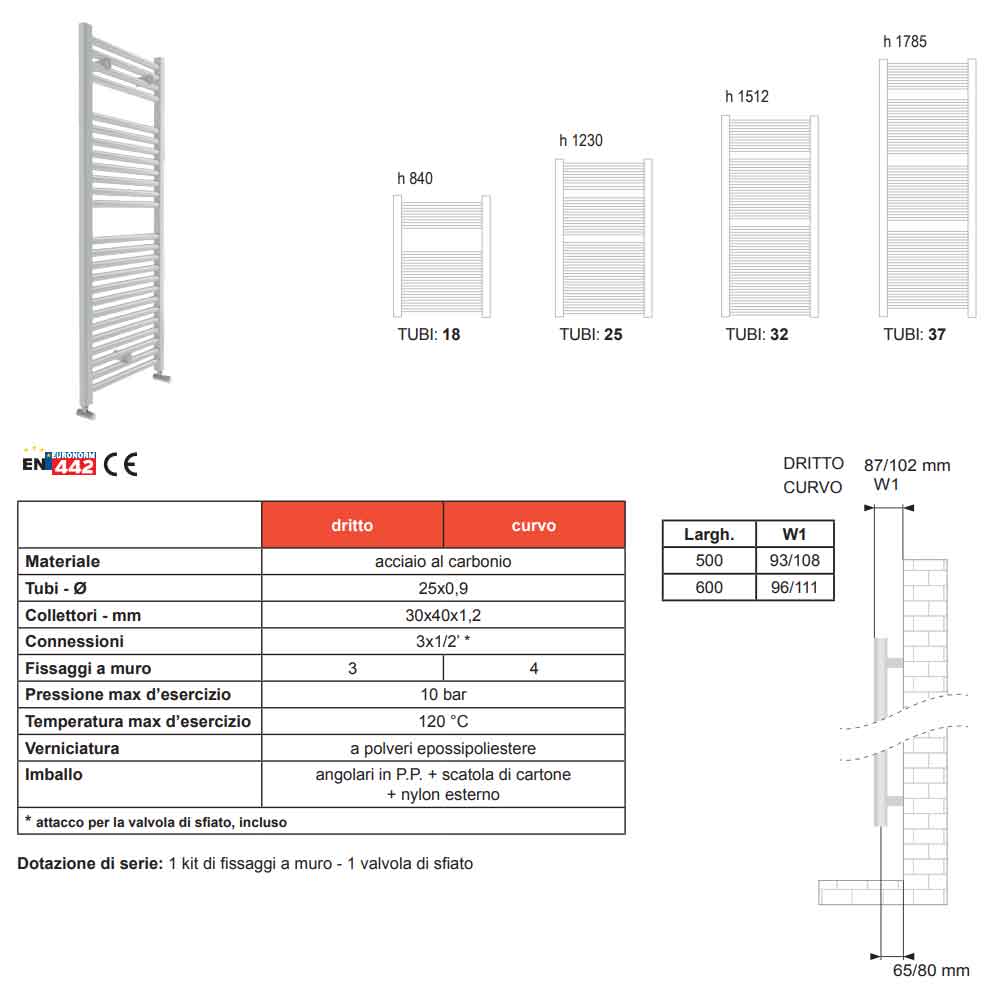 Termoarredo adatto per spazi piccoli modello Roma 1230x400 interasse 350 cromato by CeramicStore | Lo specialista del tuo bagno