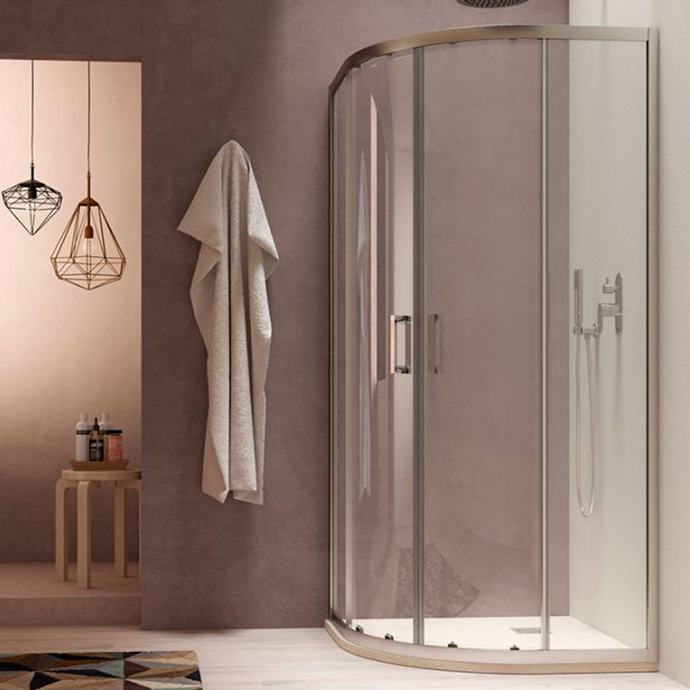 Box doccia semicircolare Loop 80x80 in alluminio e cristallo trasparente anticalcare Smart Clean by CeramicStore | Lo specialista del tuo bagno