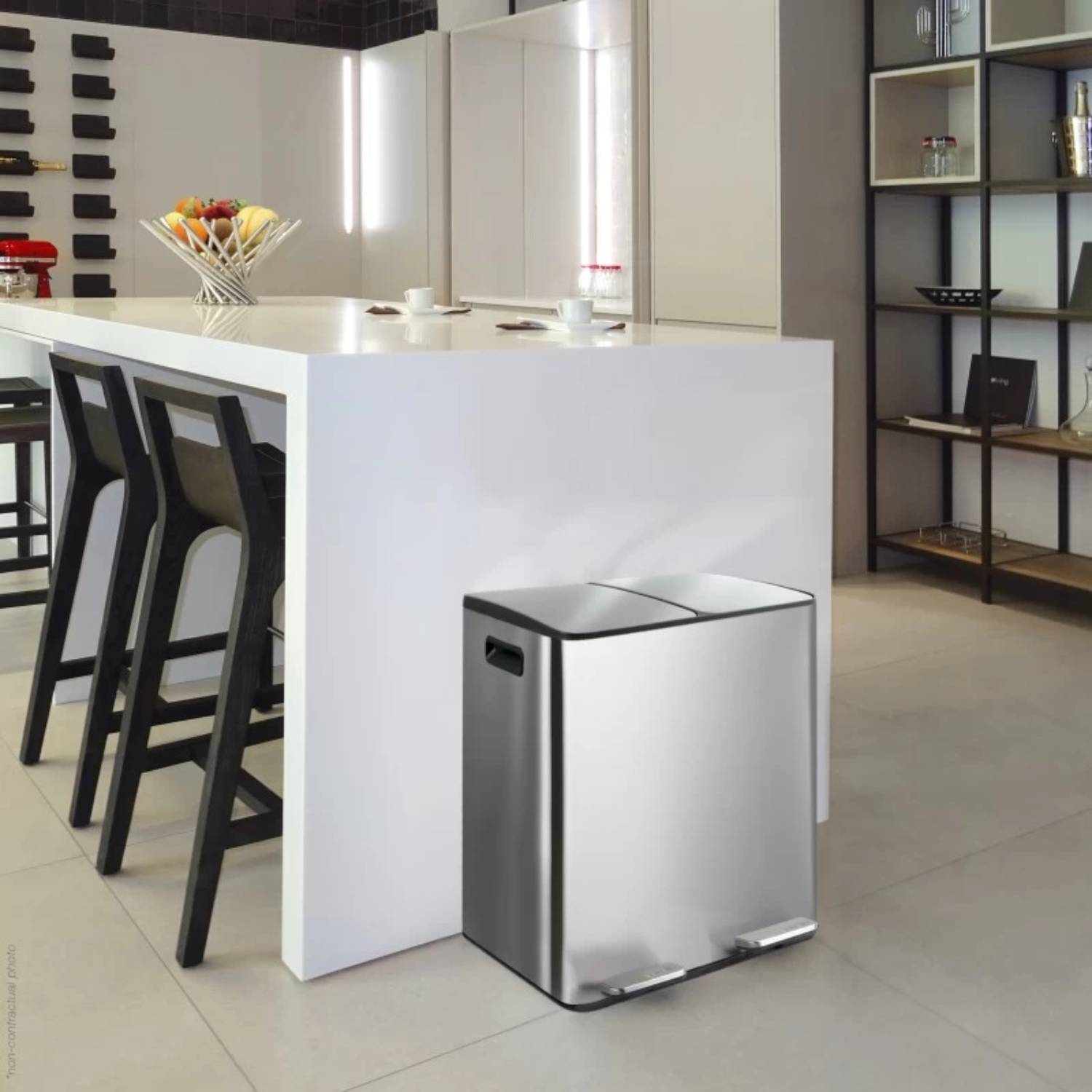 Pattumiera a pedale modello Aliya 2 x 20 Lt. in acciaio inox spazzolato