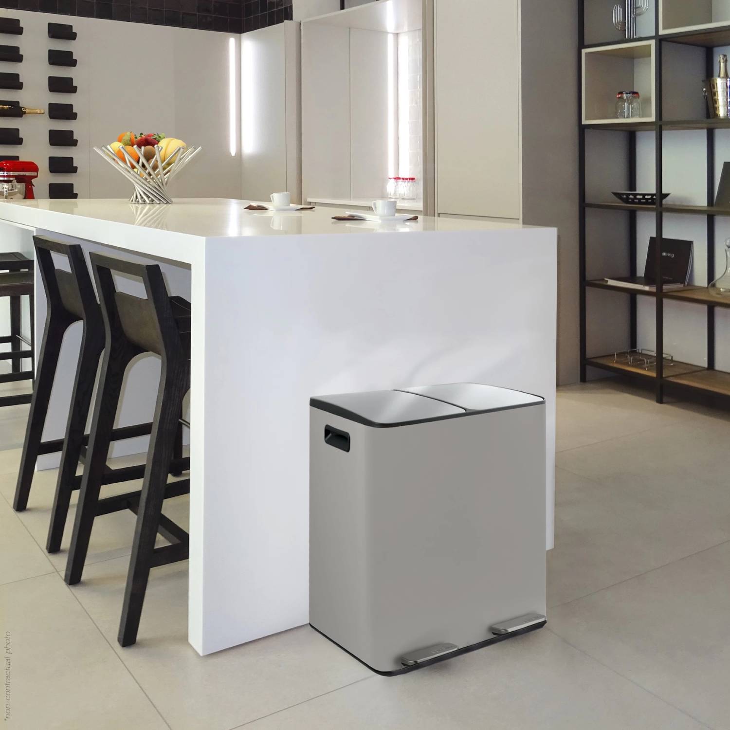 Pattumiera a pedale Aliya 2 x 20Lt. colore Tortora opaco