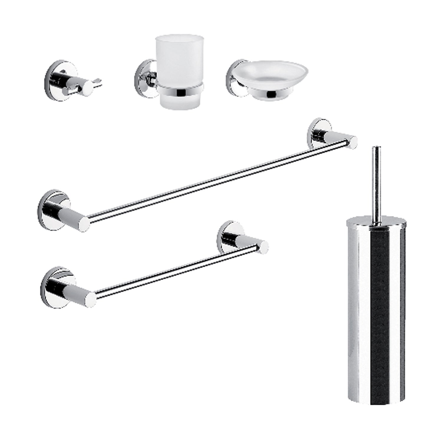 Set 6 pezzi in Acciaio Inox e Cromall Gedy serie Felce - Cromato VERSIONE OUTLET by CeramicStore | Lo specialista del tuo bagno