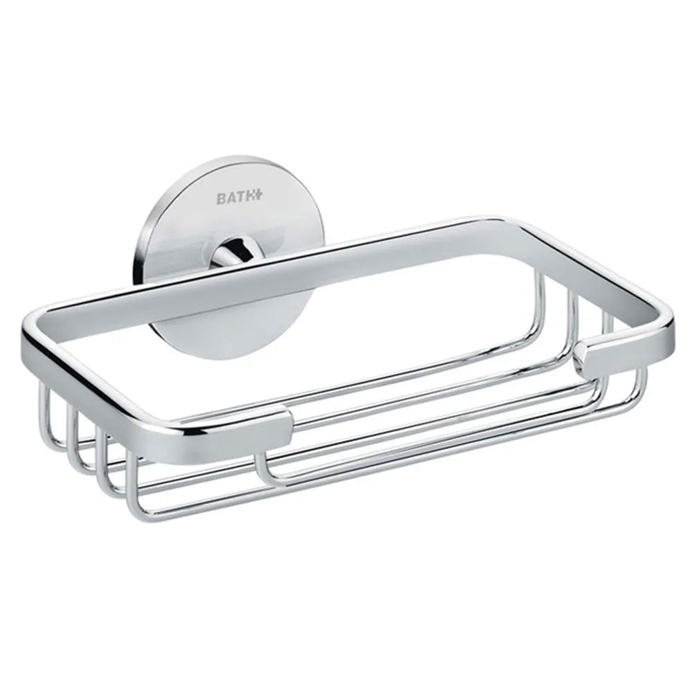 Griglia porta sapone doccia da incollo collezione 'Duo Round' by Cosmic - in ottone cromato - 15x11x5,5 cm by CeramicStore | Lo specialista del tuo bagno