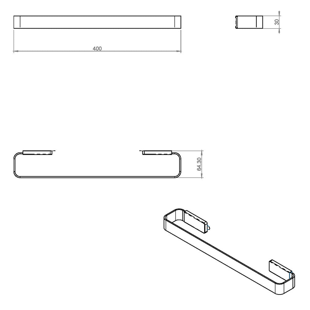 Porta asciugamano a muro in acciaio cromato della collezione 'Line' by Cosmic - cm 40x6,5x3 by CeramicStore | Lo specialista del tuo bagno