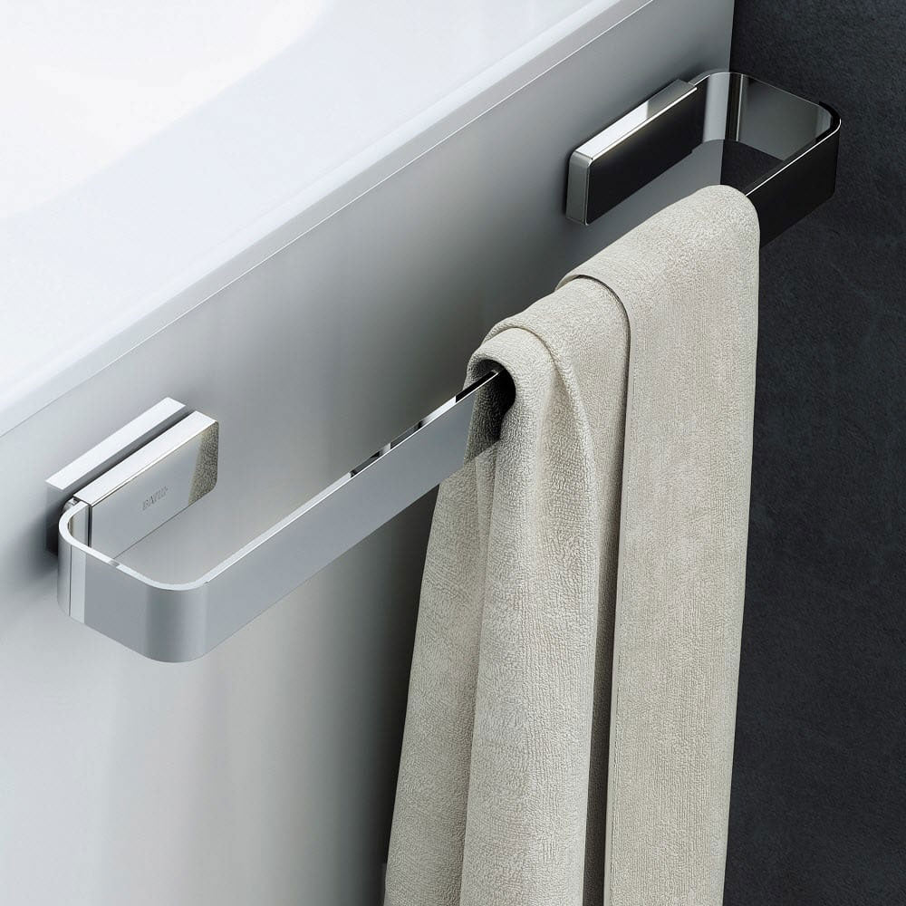 Porta asciugamano a muro in acciaio cromato della collezione 'Line' by Cosmic - cm 40x6,5x3 by CeramicStore | Lo specialista del tuo bagno