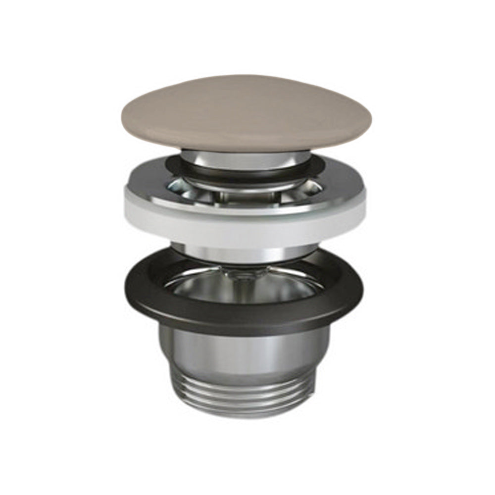 Piletta click-clack con tappo tondo cappuccino opaco per lavabi Sensation senza troppo pieno by CeramicStore | Lo specialista del tuo bagno