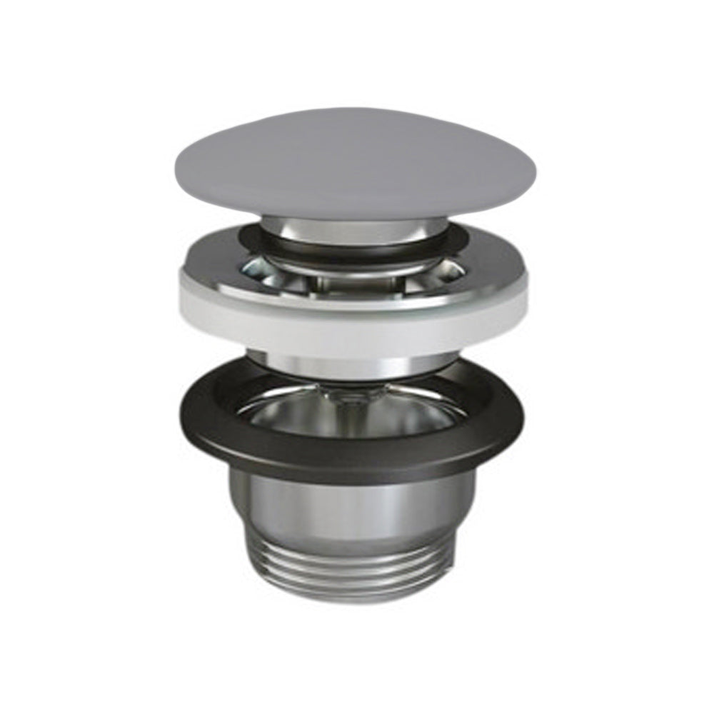 Piletta click-clack con tappo tondo grigio opaco per lavabi Sensation senza troppo pieno by CeramicStore | Lo specialista del tuo bagno