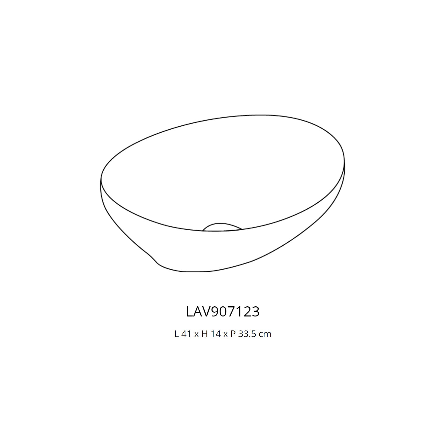 Lavabo da appoggio ovale senza foro in ceramica bianca lucida cm 41x33