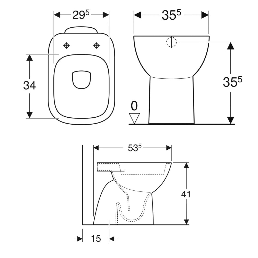 Sanitari distanziati da parete con scarico a terra wc+bidet +sedile tradizionale Geberit 'Fantasia 2' cm 53