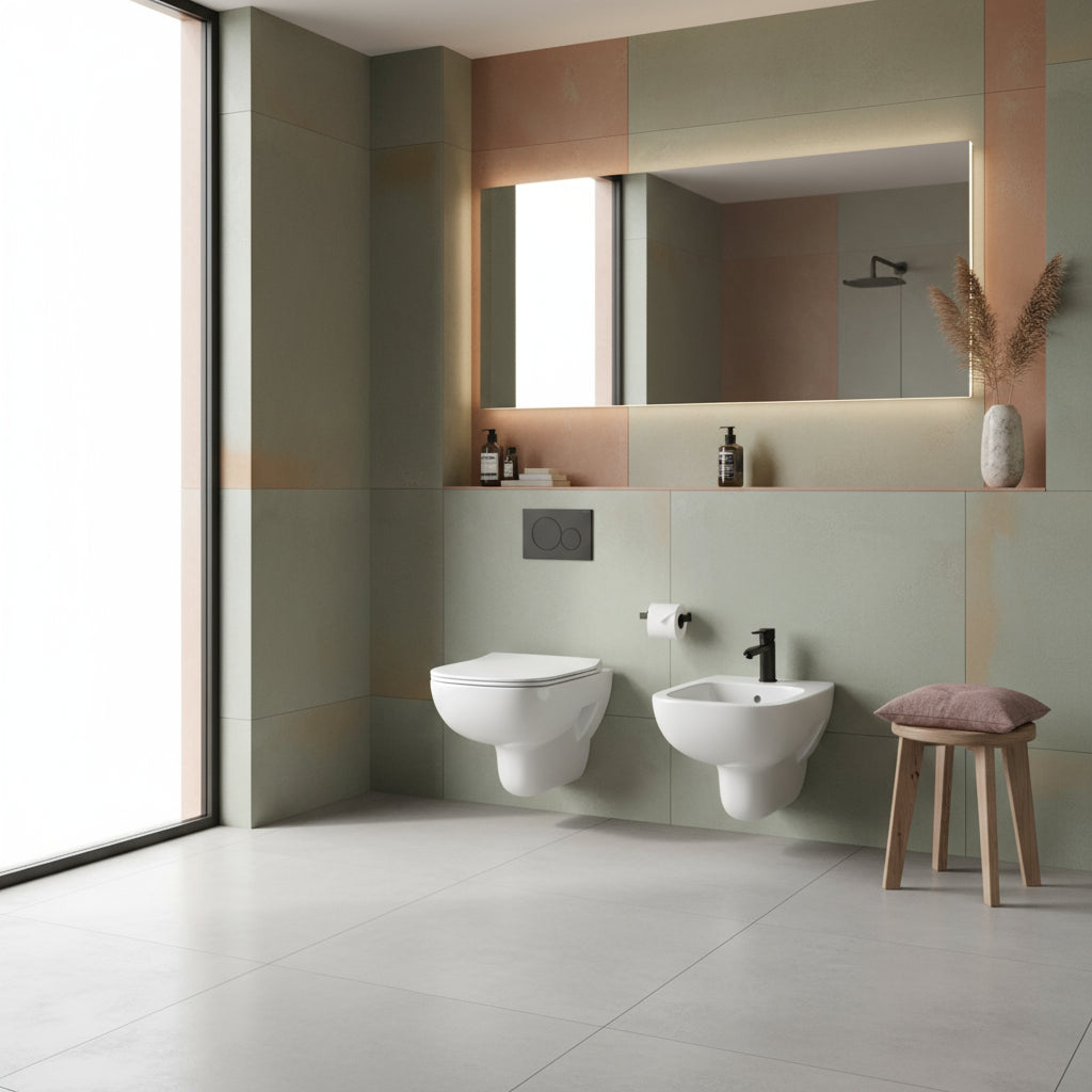 Sanitari sospesi wc+bidet +sedile soft close Geberit 'Fantasia 2' cm 51