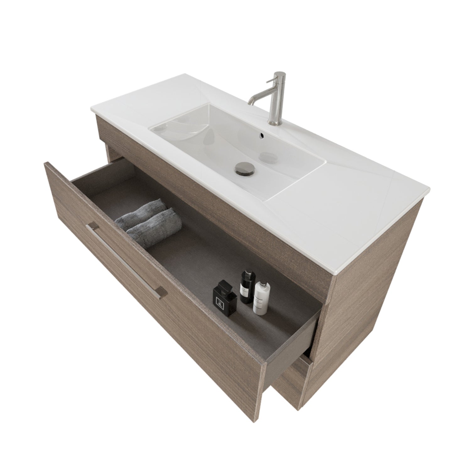 Composizione bagno sospesa Cubi&Co Smack a 2 cassetti 100x62 con lavabo, specchio con lampada LED olmo naturale by CeramicStore | Lo specialista del tuo bagno