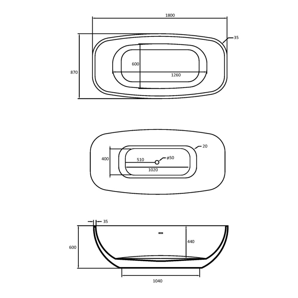 Vasca centro stanza modello Quarzo Freestanding cm 180x87x60 by CeramicStore | Lo specialista del tuo bagno