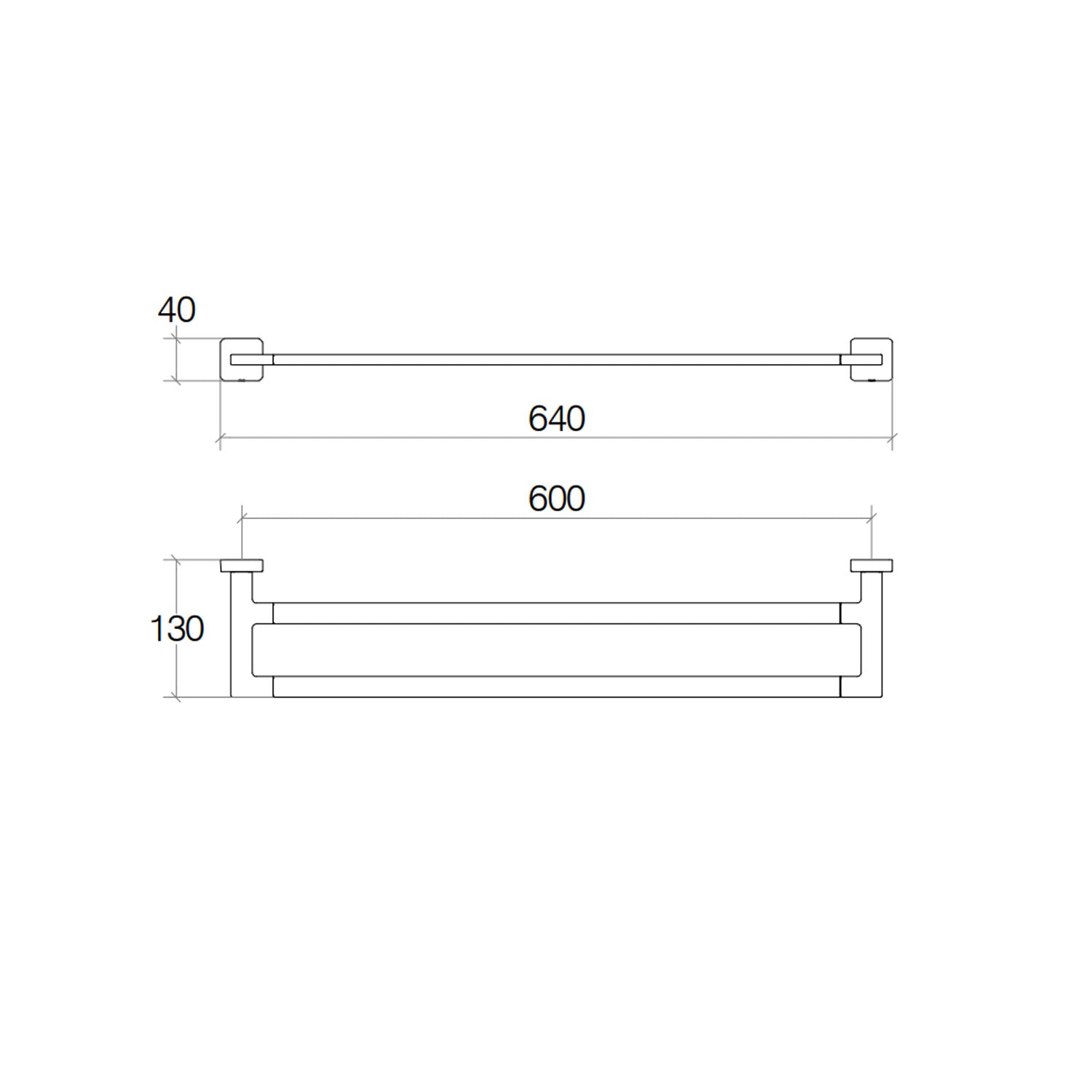 Porta asciugamani doppio in ottone da fissare a parete collezione Dado di Lineabeta - Metallo satinato 640mm by CeramicStore | Lo specialista del tuo bagno