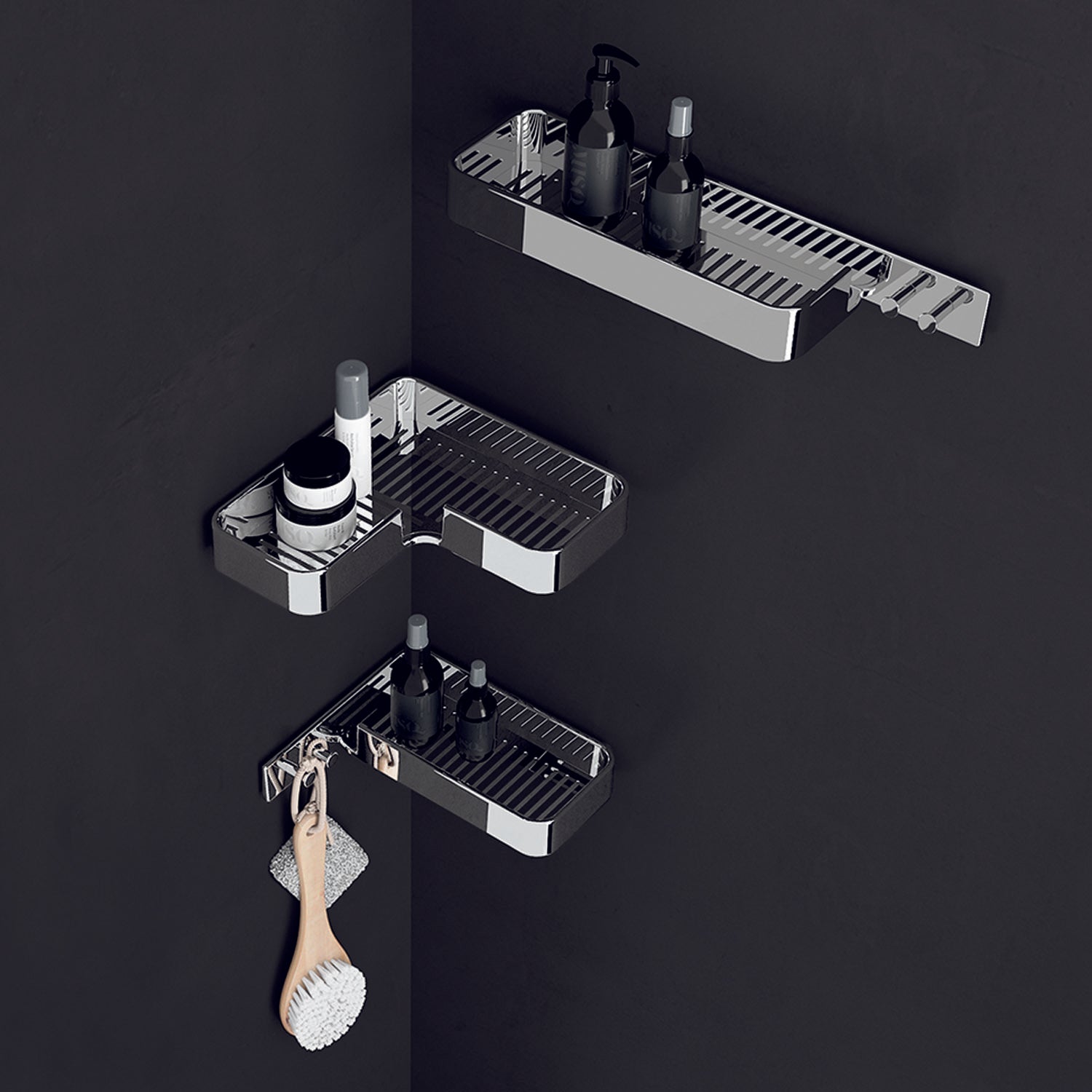 Portaoggetti angolare per doccia in Acciaio AISI 304 Gedy linea Il Giglio - Finitura Cromata by CeramicStore | Lo specialista del tuo bagno
