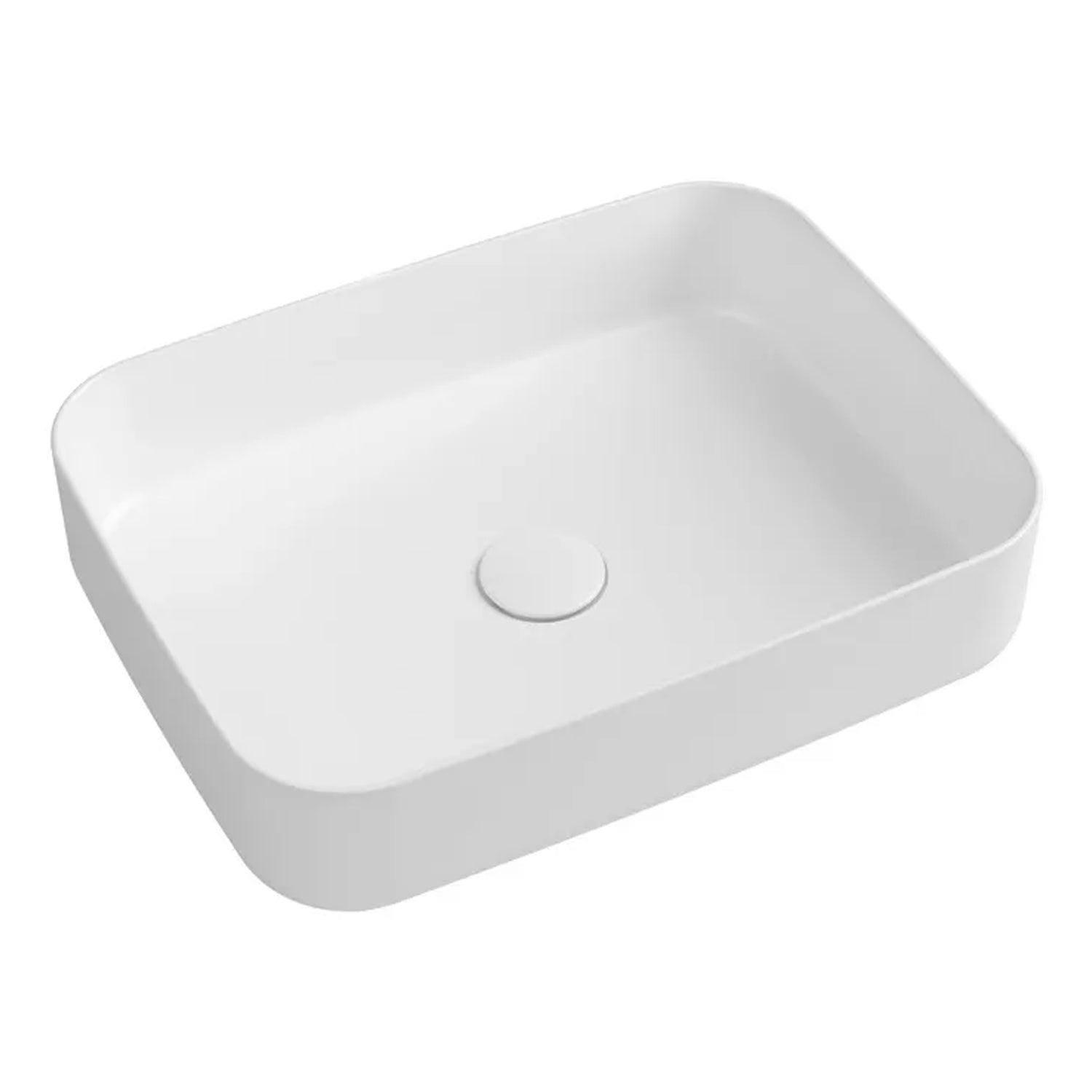 Lavabo d'appoggio rettangolare senza foro BathCore serie Infinity 50x36 color Bianco Lucido
