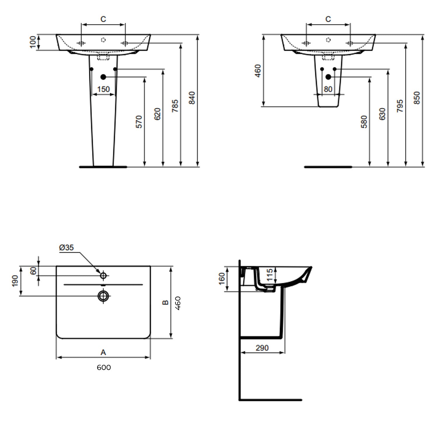 Lavabo sospeso Ideal Standard modello Connect AIR 60x46 cm by CeramicStore | Lo specialista del tuo bagno
