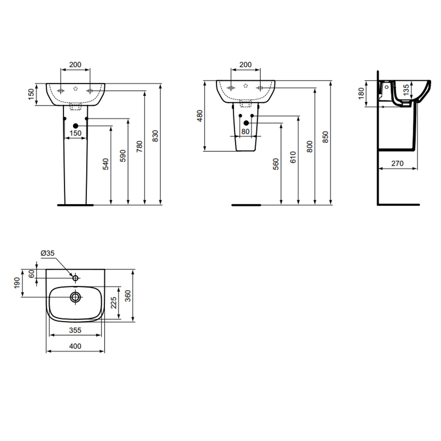 Lavabo sospeso Ideal Standard modello I.life A 40x36 cm by CeramicStore | Lo specialista del tuo bagno