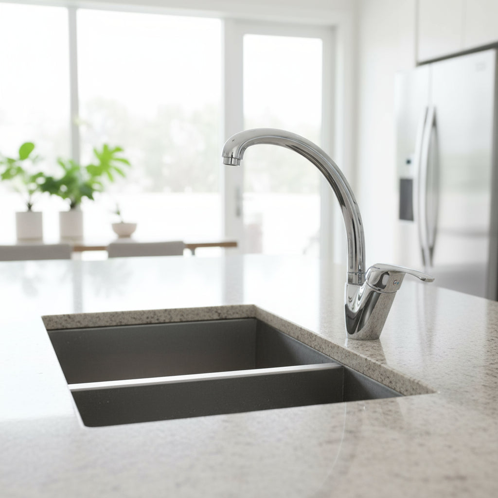 Miscelatore monoforo Rubiflux modello Orano con canna alta - Cromo