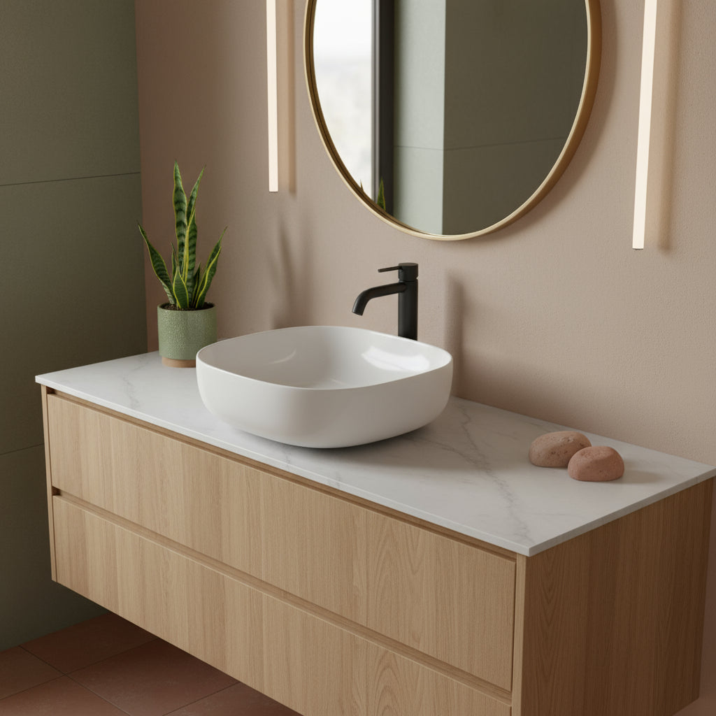 Lavabo da appoggio Azzurra Elegance Zip 45x45 cm senza foro - Bianco lucido