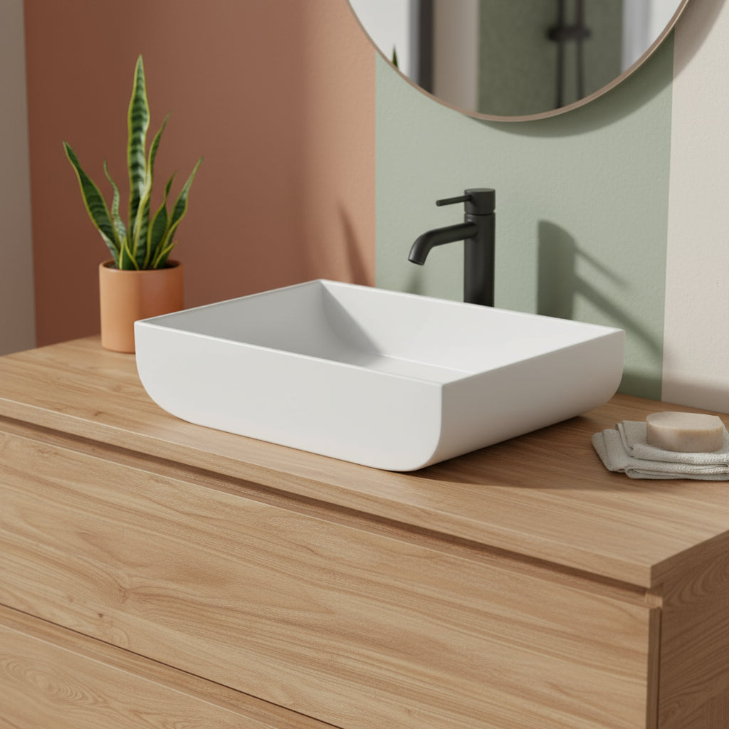 Lavabo da appoggio Azzurra linea Leuca 60x45 cm - Bianco lucido