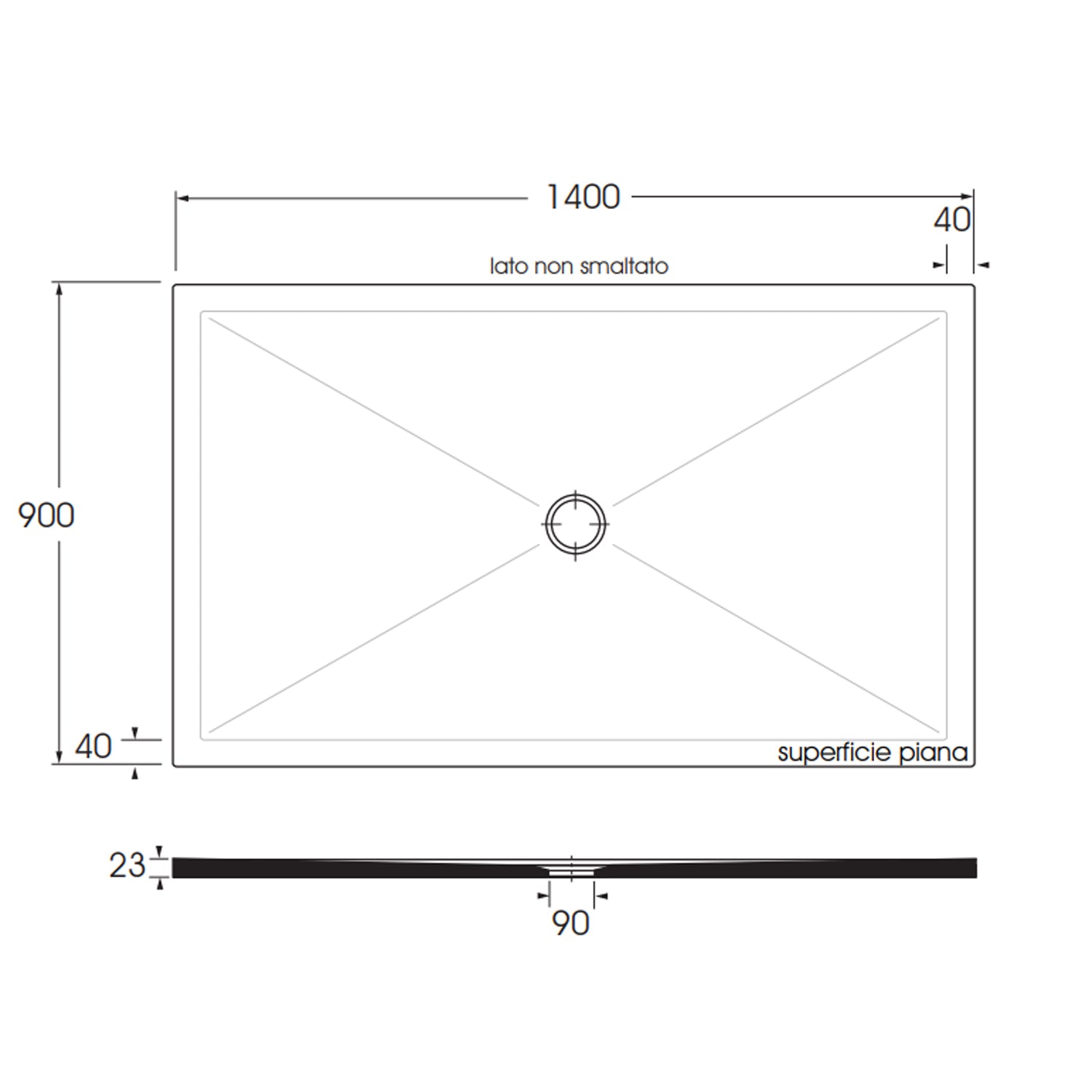Piatto doccia rettangolare in ceramica SoloDue 140x90cm Bianco cotone by CeramicStore | Lo specialista del tuo bagno