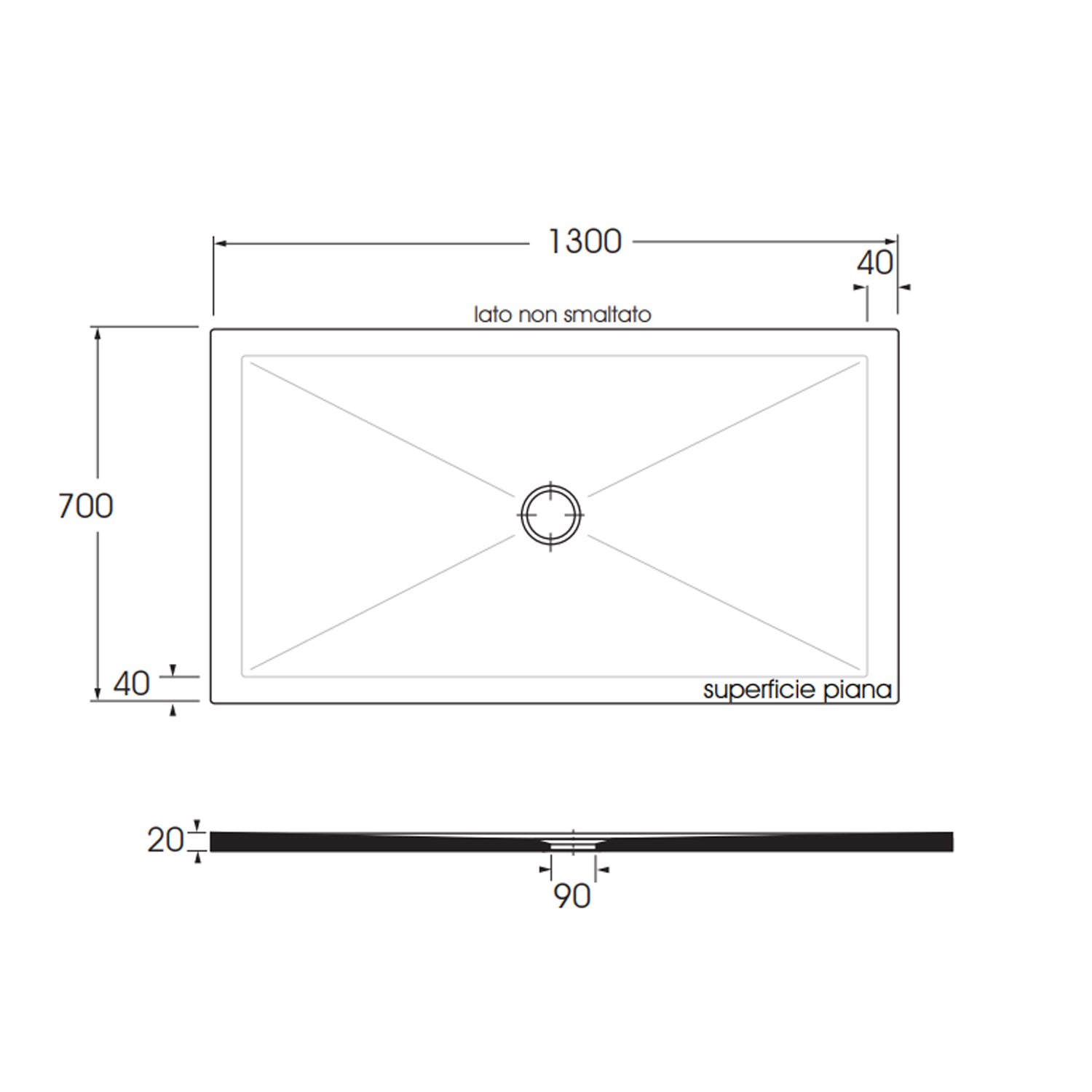 Piatto doccia rettangolare in ceramica modello SoloDue cm 130x70 bianco cotone by CeramicStore | Lo specialista del tuo bagno