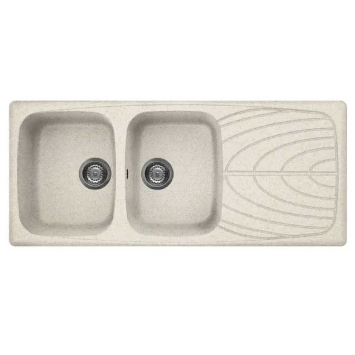 Lavello da Incasso 116x50 a 2 Vasche in GRANITEK colore Avena con Gocciolatoio Modello Master 500 Reversibile by CeramicStore | Lo specialista del tuo bagno
