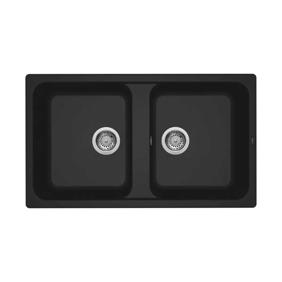 Lavello da Incasso 86x50 a 2 Vasche in GRANITEK colore Nero Trattamento Antibatterico LIFE 450 Reversibile by CeramicStore | Lo specialista del tuo bagno