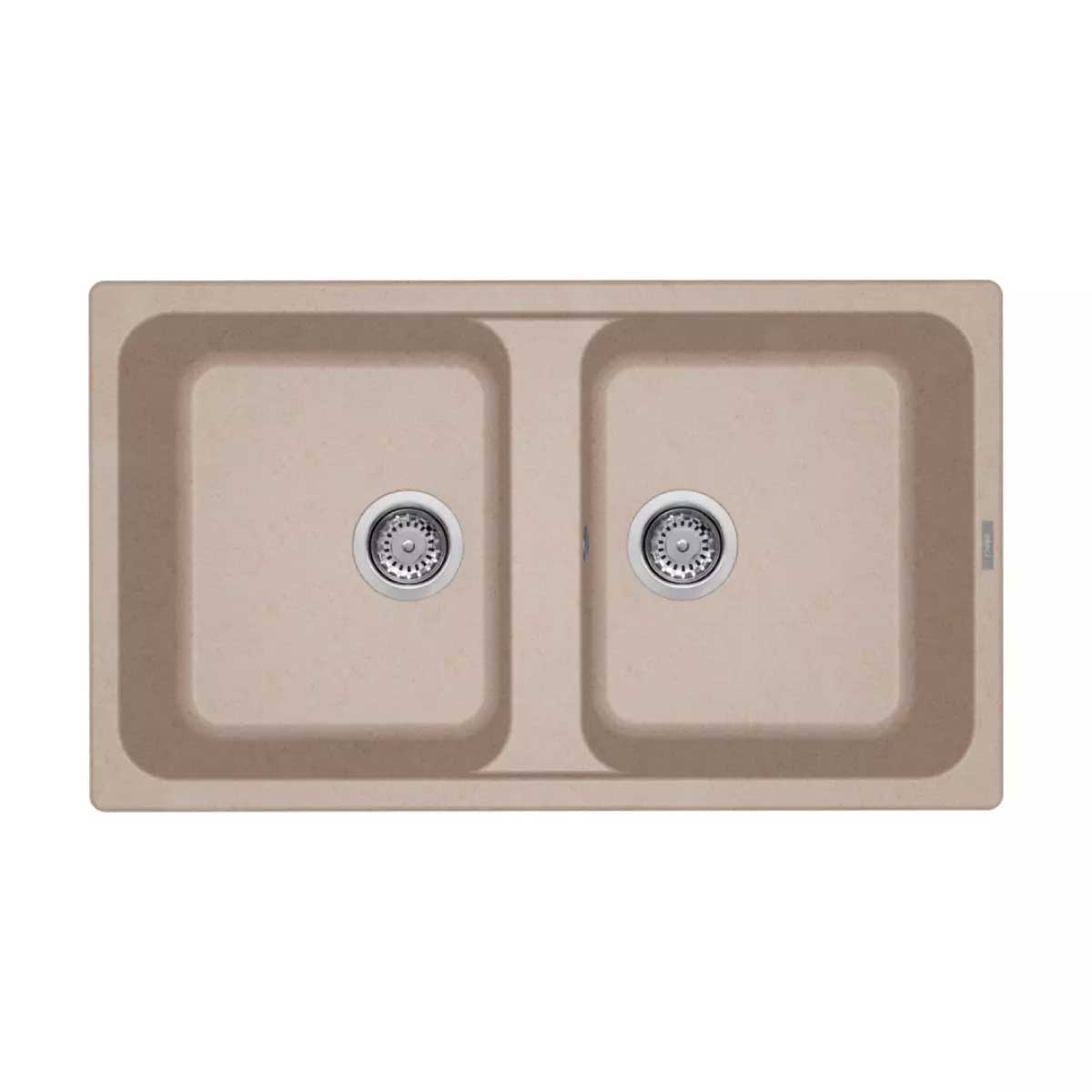 Lavello da Incasso 86x50 a 2 Vasche in GRANITEK colore Avana Trattamento Antibatterico LIFE 450 Reversibile by CeramicStore | Lo specialista del tuo bagno