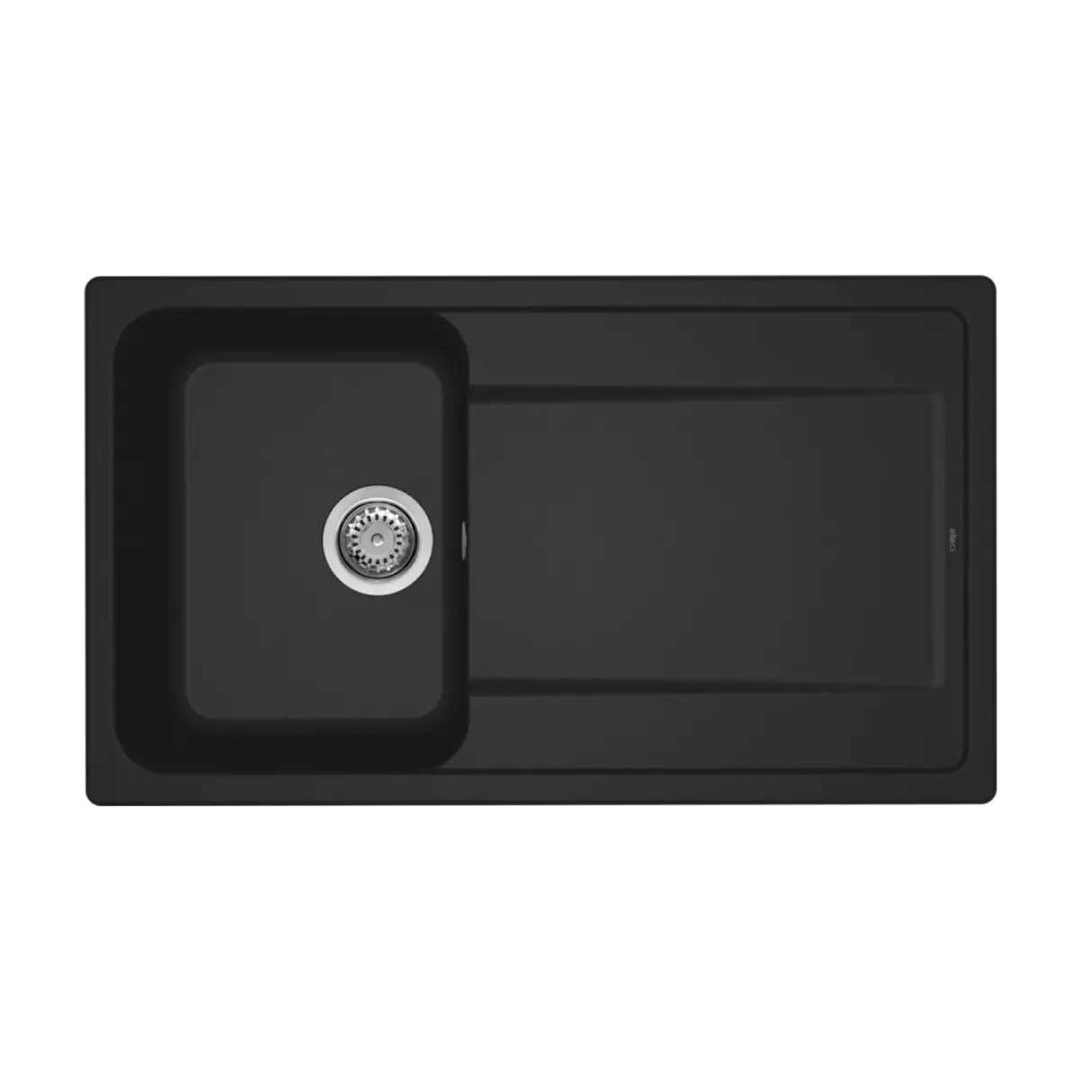 Lavello da Incasso Reversibile 86x50 a 1 Vasca con Gocciolatoio in GRANITEK colore Nero Trattamento Antibatterico LIFE 400 by CeramicStore | Lo specialista del tuo bagno