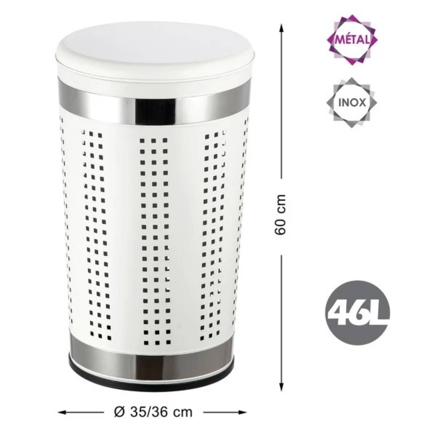 Cesto portabiancheria da 46 litri in acciaio inox colore bianco by CeramicStore | Lo specialista del tuo bagno