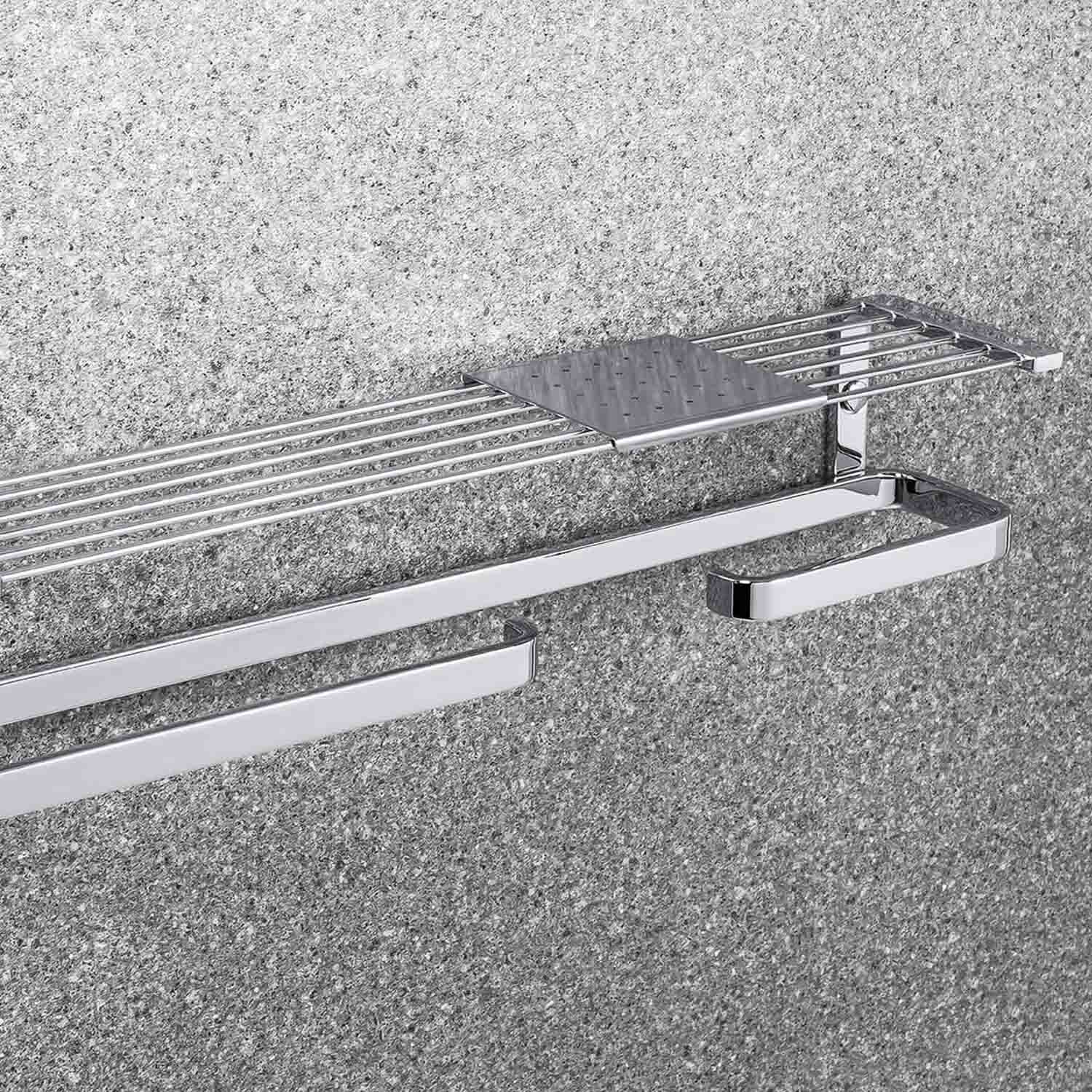 Mensola sinistra con porta salvietta e rotolo in ottone Time di Colombo Design