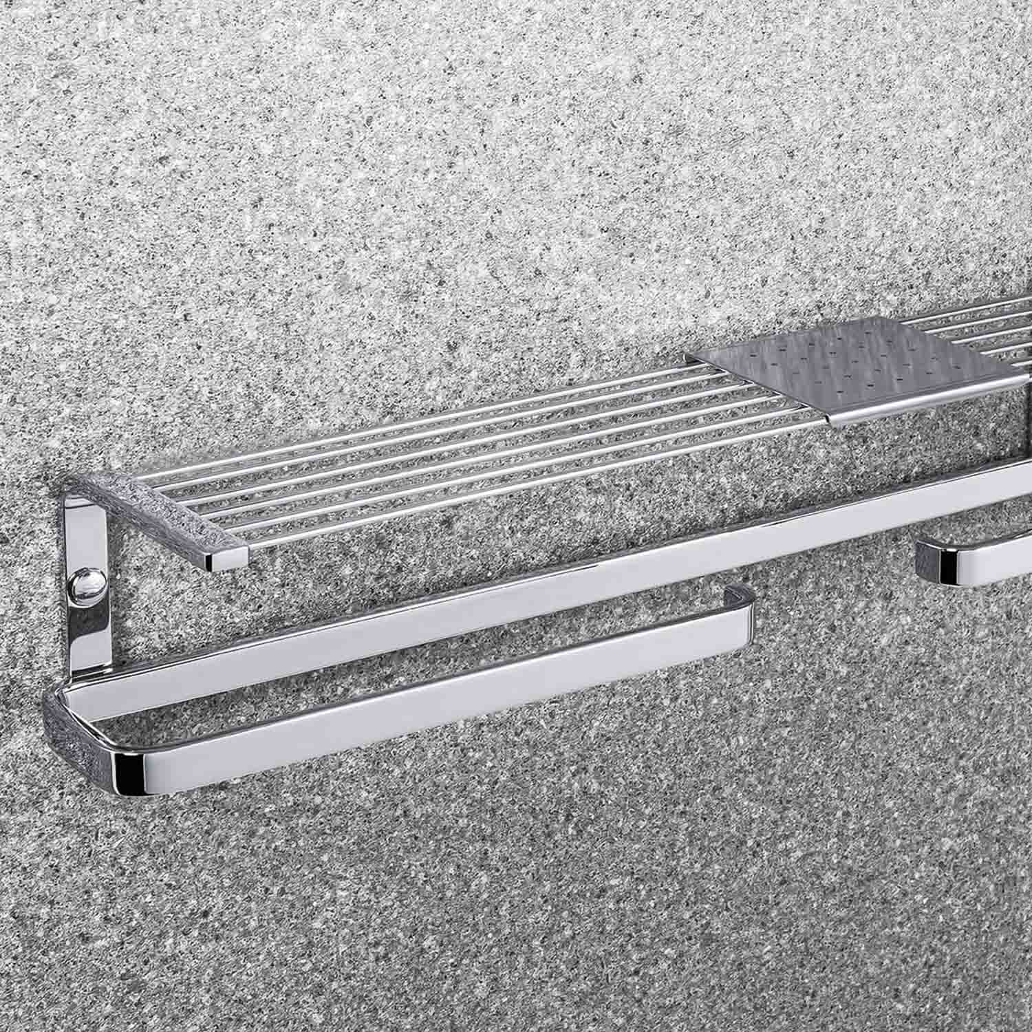 Mensola sinistra con porta salvietta e rotolo in ottone Time di Colombo Design