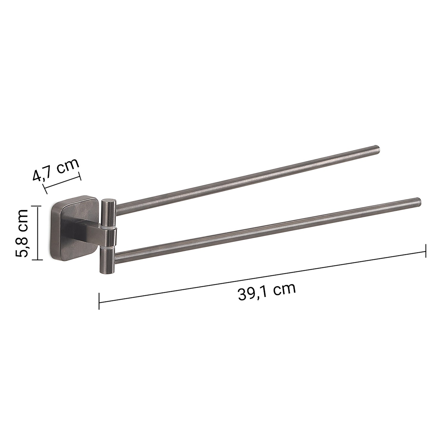 Portasalviette a snodo Gedy modello Tonga 4.7x39.1xH5.8 cm - Gun Metal by CeramicStore | Lo specialista del tuo bagno