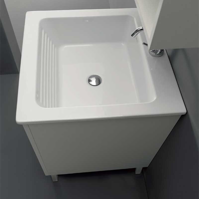 Lavatoio in ceramica con mobile 2 ante in melaminico Nanco Xilon cm 60x50 Bianco lucido by CeramicStore | Lo specialista del tuo bagno