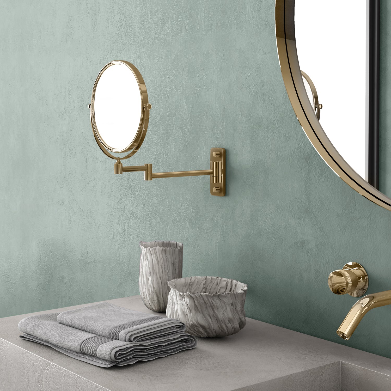 Specchio ingranditore Gaia di Gedy - Oro Matt by CeramicStore | Lo specialista del tuo bagno