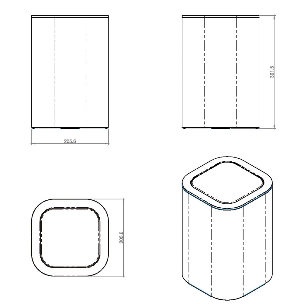 Cestino gettacarta da bagno in acciaio inox lucido della collezione 'Line' by Cosmic - cm 20,5x20,5x30 by CeramicStore | Lo specialista del tuo bagno