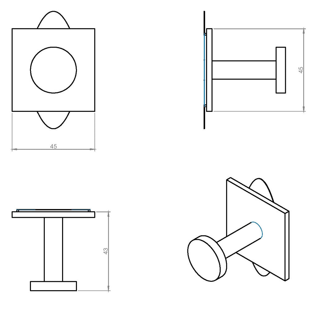Appendino da incollo in acciaio cromato della collezione 'Stick' by Cosmic - 4,5x4,4x4,5 cm by CeramicStore | Lo specialista del tuo bagno