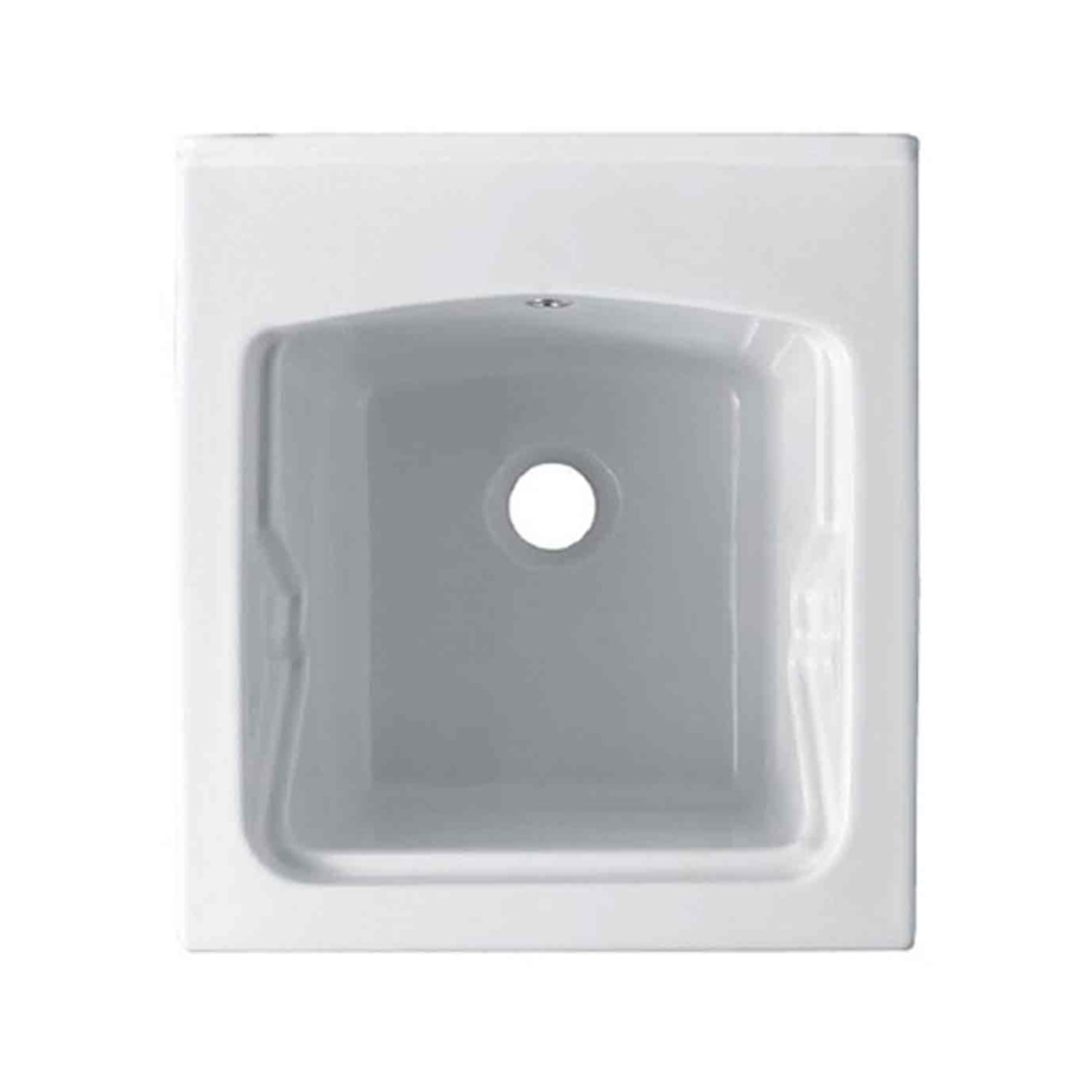 Lavatoio in ceramica bianca BathCore 51x45 cm con foro troppo pieno. Senza strizzatoio by CeramicStore | Lo specialista del tuo bagno