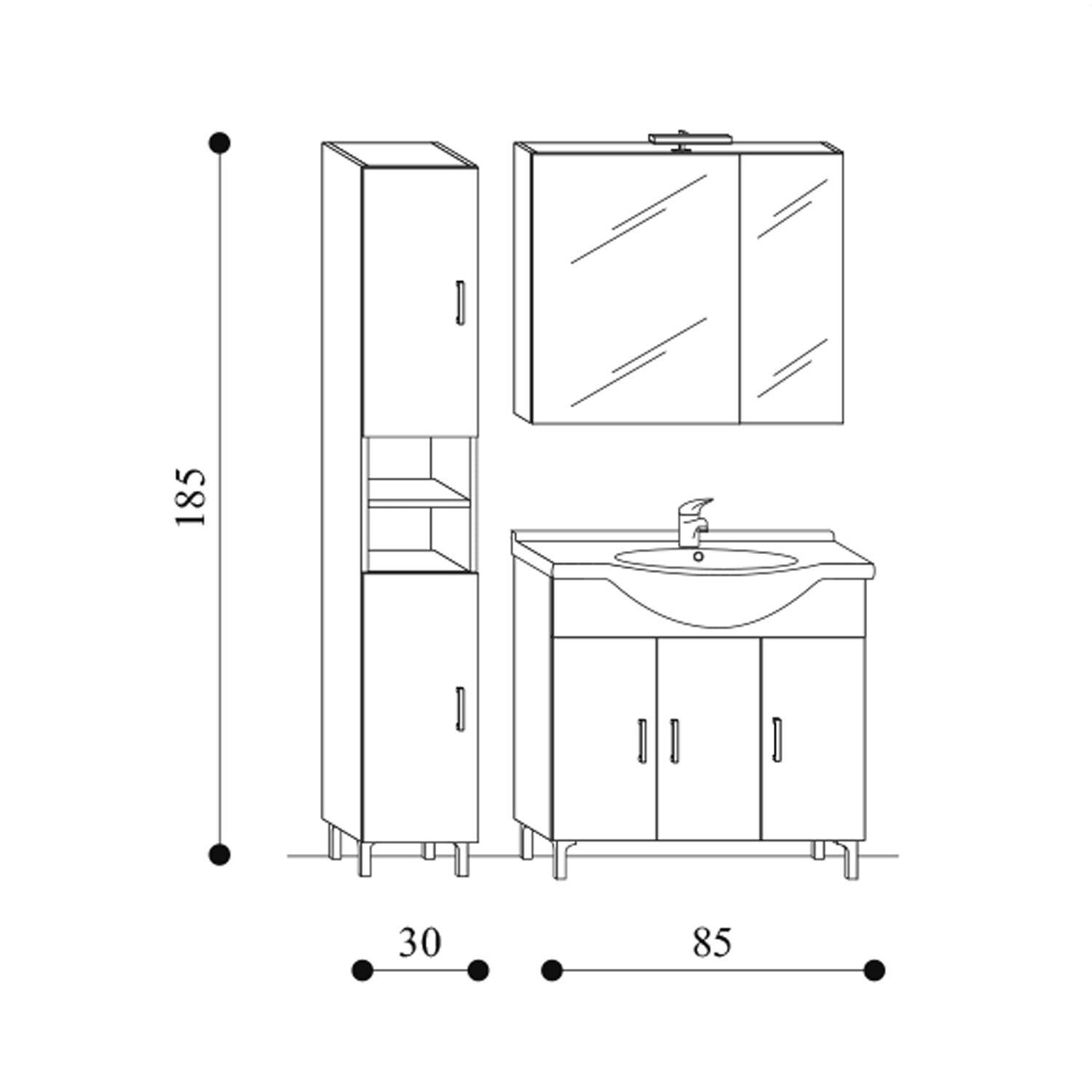 Mobile bagno a terra da 115 cm modello Pisa03 finitura rovere scuro by CeramicStore | Lo specialista del tuo bagno
