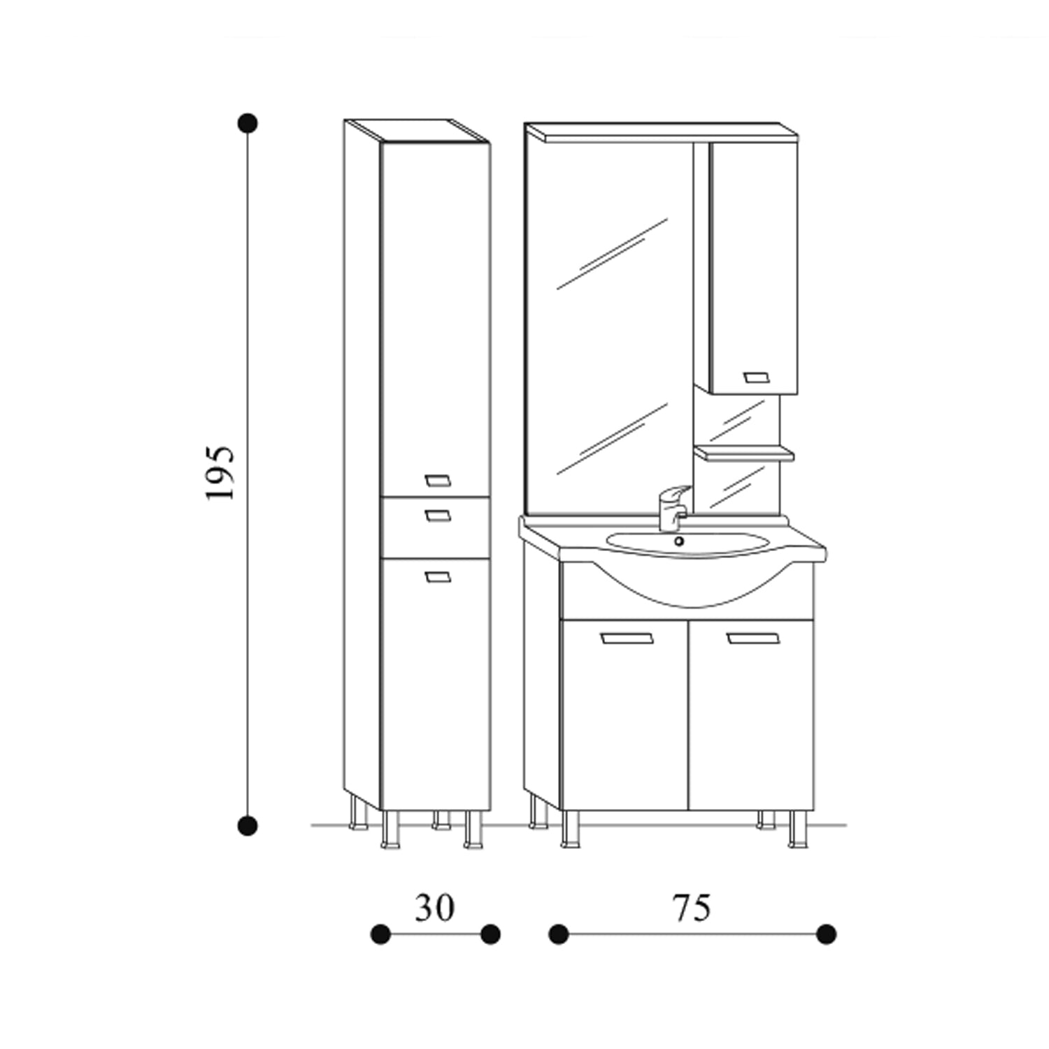 Mobile bagno a terra modello Rimini06 cm 105x195x47 finitura in larice by CeramicStore | Lo specialista del tuo bagno