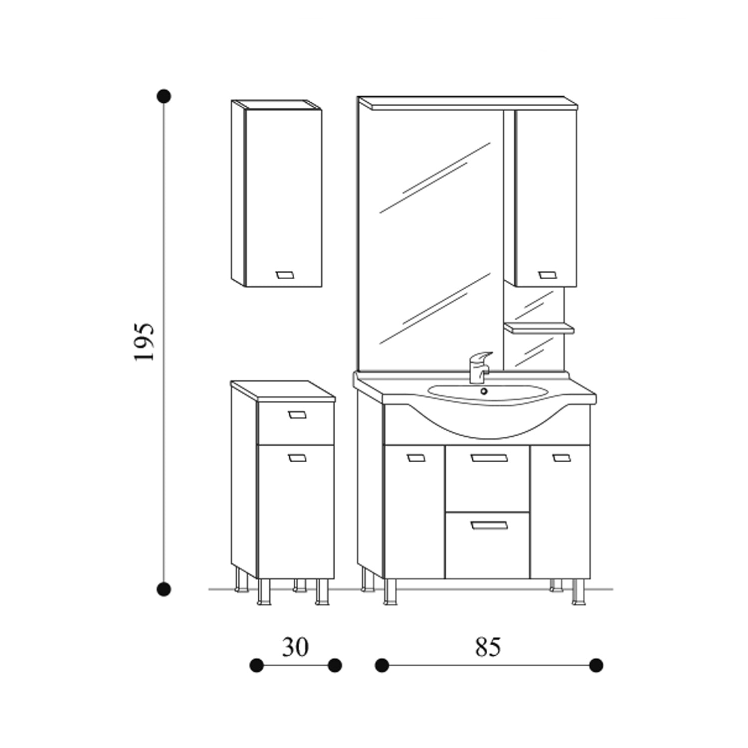 Mobile bagno a terra modello Rimini09 cm 115x195x48 in finitura larice by CeramicStore | Lo specialista del tuo bagno